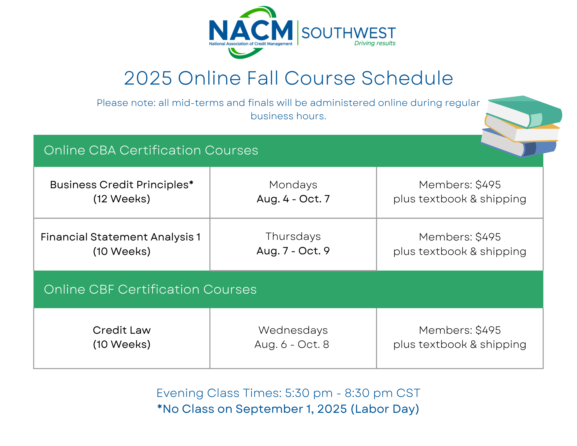 Fall 25 Online Schedule